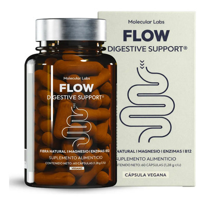Molecular Labs Flow Digestive Support Con Psyllium Enzimas Citrato Magnesio y B12 - 60 Cápsulas | Meses sin interés