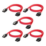 Set De 5 Cables Sata Iii Rectos 8 Pulgadas - Rojos