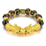 Para Pulsera Brazalete Feng Shui Obsidiana Riqueza Pixiu