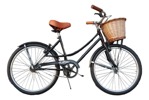 Bicicleta Paseo Vintage Con Porta Rod 24 Dama Retro Mimbre