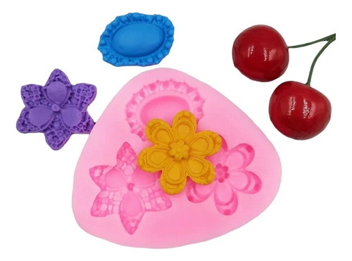 Molde Silicona Flores X 3  Fondant, Pasta De Goma, Porcel