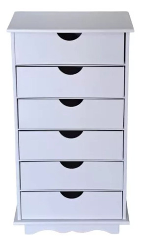 Gaveteiro Organizador Mdf Branco Para Folhas A4 - 6 Gavetas