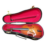 Violino Instrumento Miniatura Decorativo 9 Cm Com Caixa 