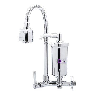 Dazie Metais - Torneira Com Filtro Pia Cozinha De Parede Bica Flexível Metal 360º Chuveirinho Registro 1/4 De Volta - D0100