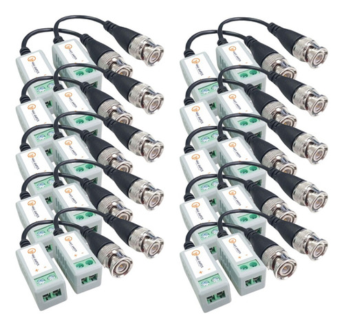 10 Par Video Balun Passivo Cftv Conversor Utp Hd Ahd/tvi/cvi