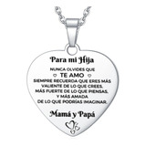 Cadena Con Dije Corazon Para Mi Hija Te Amo Acero Inoxidable