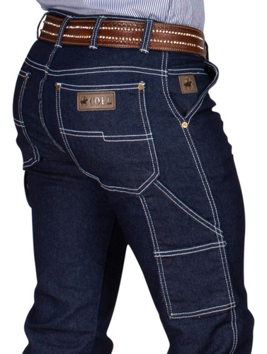 Calça Jeans Masculina Country Carpinteira Costura Reforçada