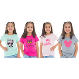 Kit 4 Camisetas Infantil Blusa Criança Baby Look Do 2 Ao 16