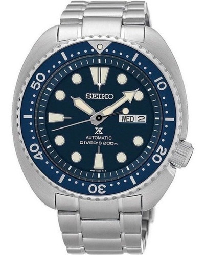 Relógio Seiko Srp773 Prospex Turtle Diver Automatico Azul Cor Da Correia Prateado Cor Do Fundo