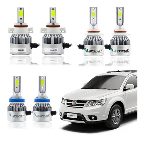 Kit Completo Farol Led Cob Fiat Freemont Alto Baixo E Milha