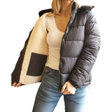 Campera Mujer Puffer Forrada En Corderito 