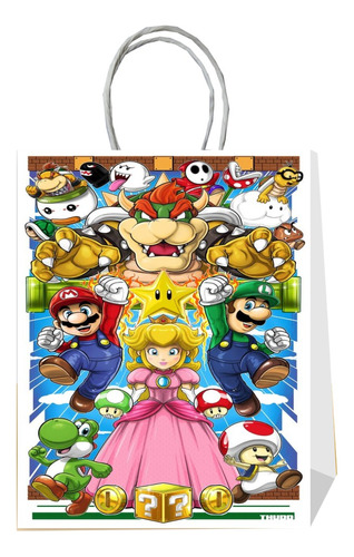 6 Bolsas Sorpresa Dulces Cumpleaños Super Mario Bross #4
