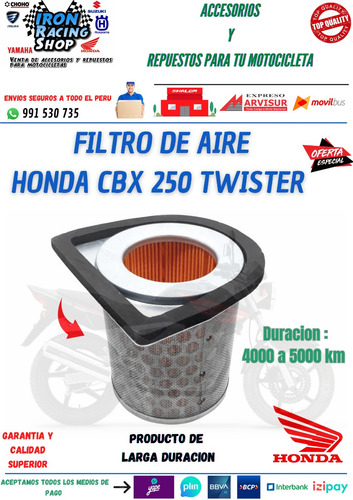Filtro De Aire Honda Cbx 250 Twister Foto 2
