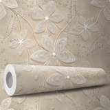 Papel De Parede Adesivo Floral Bege Delicado 10m