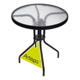 Mesa Circular De Vidrio Compacta Terraza Jardín Balcón 60cm