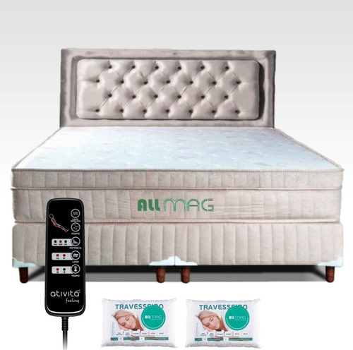 Cama King Size Colchão Magnético Massageador D33 + Base Box