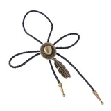 Negro Pu Cuero Occidental Vaquero Rodeo Bolo Tie Plata