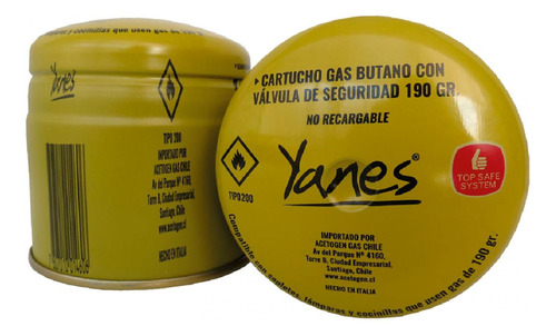 Gas Butano 190 Gramos Con Valvula Yanes-mimbral