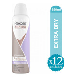 Pack Desodorante Rexona W Clinical Extra Dry 150ml X12u - Ma