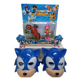 Cartela Boneco Sonic C/ Moto + 2 Bonecos E 4 Máscaras Novos