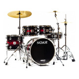 Bateria Noah Dc5 Series 22/16/12/10/14 Scarlet Fade C/ Prato Cor Vermelho