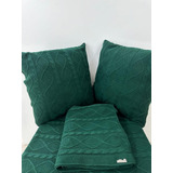 Manta Pezeira Decorativa Trico Cama Queen + 2 Capas Cor Bege