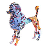 3 Resina Colorida Figurita De Perro Graffiti Poodle Estatua