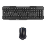 Kit Teclado + Mouse Pc Black 12m Sem Fio Abnt2 Ptbr Wireless