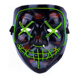 Máscara De Halloween Adulta The Purge Noite De Crime Com Led Cor Verde