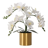 Lesing Flor De Orquídea Artificial Con Jarrón, Orquídea Blan