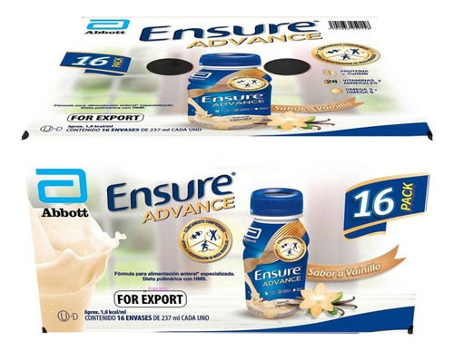 Ensure Advance Active Caja De 16 Botellas 237 Ml Sabor Vainilla