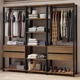 Guarda-roupa Closet Modulado Valencia 199cm Madesa Rp 02 Cor Rustic/preto Mddr0300027k