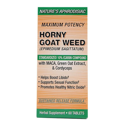 Nature's Aphrodisiac Horny Goat Weed Libido Boost 60 Tabletas Veganas Sin Sabor | Envío gratis