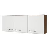 Armário Aéreo De Cozinha 120cm 3 Portas Multiuso Suspenso Cor Off White