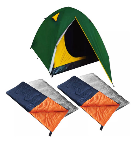 Combo Camping Carpa 2 Personas + 2 Bolsas + 2 Aislantes