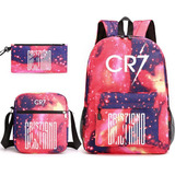 Mochilas De Cristiano Ronaldo Para Niños Y Niñas, 3 Piezas, Color Rojo