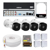 Kit Cftv 4 Cameras Segurança Intelbras Dvr 8 Canais Hd 500gb