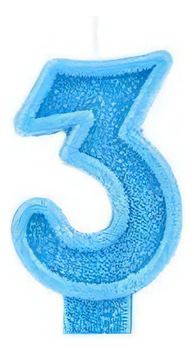 Vela Aniversário Glitter Basic Azul Número 3 - 01 Unid