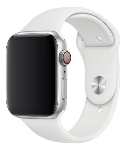 Pulseira Silicone Compatível Relógio Apple Watch 42mm Cor Branco Largura 42 Mm