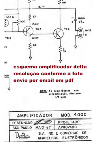 Esquema Amplificador A Valvula Delta Modelo 4000  Via Email