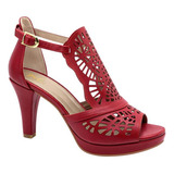 Sandalia Media Plataforma Botin Yaeli Rojo Para Mujer 7764