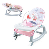 Bouncer Silla Mecedora Para Bebé Aeiou Hb601 Musical 3 En 1 Color Rosa Estampado