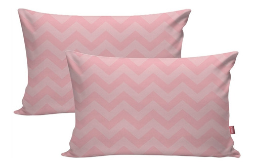 Kit 2 Fronha Travesseiro 70x50 Cama De Casal Chevron Rosa