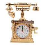 Vintage Teléfono Mesa Reloj Estatua Decoración Artesanía