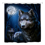 Mimihome Wolf - Cortina De Ducha Para Baño, Diseño De Animal