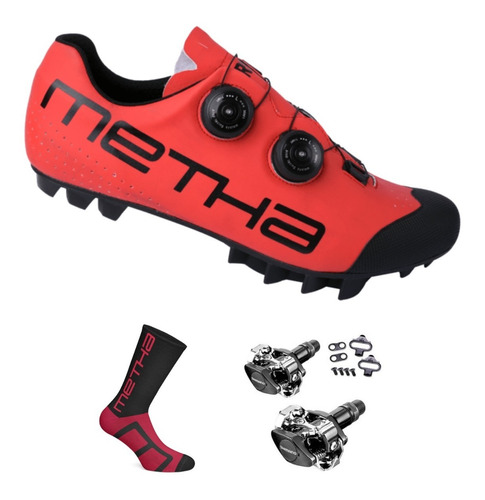 Zapatilla Ciclismo Mtb Metha Force+pedales Shimano + Regalo 