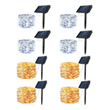 8pack 10m Tira De Luz Navideña 100led Luces Solares Al Aire