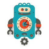 Reloj Péndulo Madera Niños Adultos Robot Vicente Woodaloo