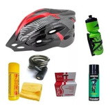 Combo Bici Casco Caramañola Linga Lubricante Paño Parches