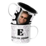 Taza Enlozada Lechera Elton Jhon Rock Musica